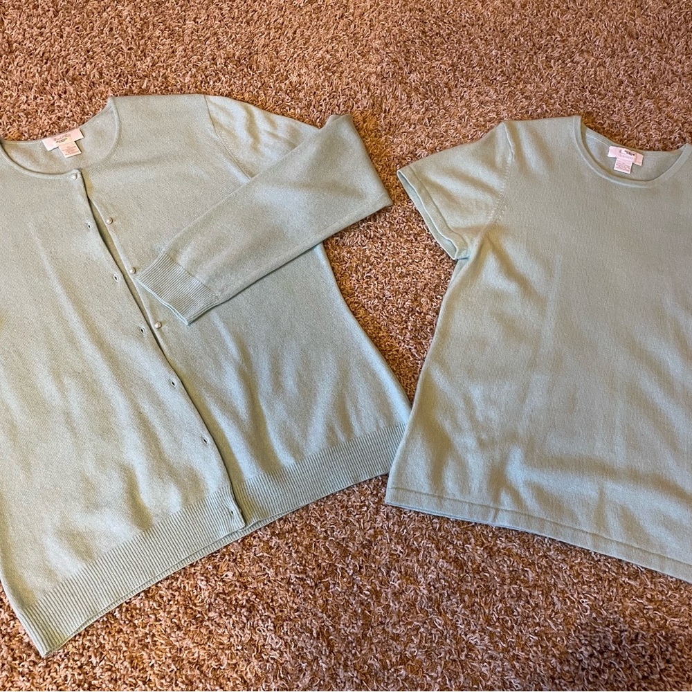 100% Cashmere Cardigan Sweater Set